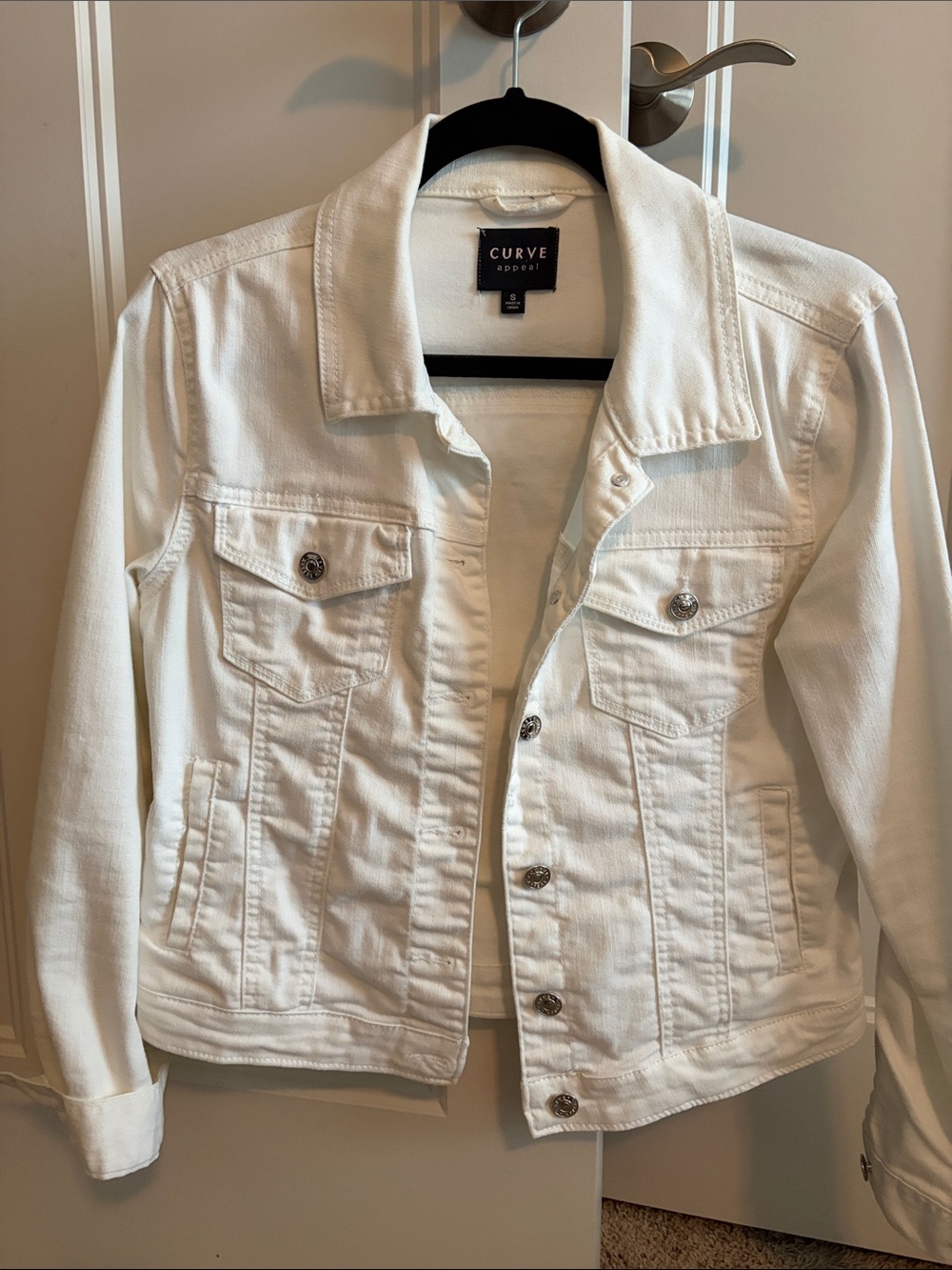 CURVE White Denim Jean Jacket - Women's Classic Button-Front